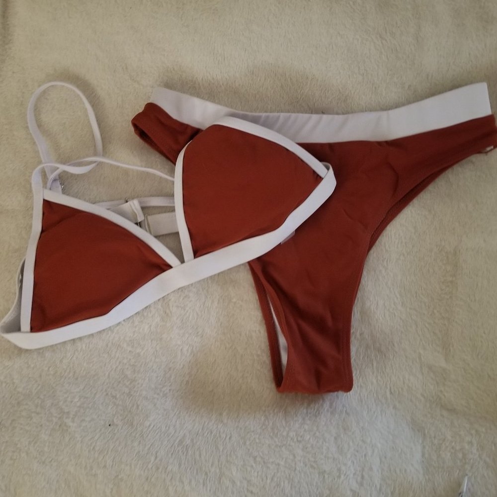 Cute Rust and White Bikini Large